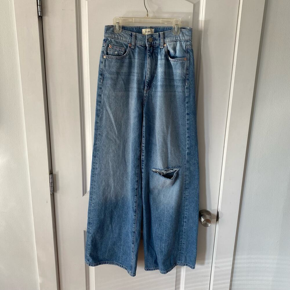 DL1961 Hepburn Wide Leg High Rise Vintage 32" Salton Sea Distressed sz 24